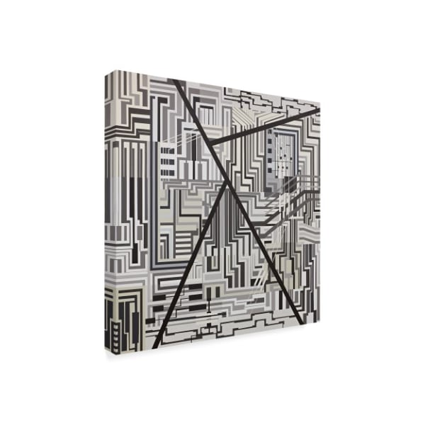 Manuel Ros 'Black Gray Abstract' Canvas Art,18x18